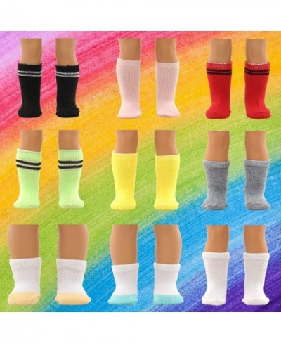 5 Pairs Socks for 18 Inch Girl Doll Include 2 Pairs Striped Socks and 2 Two-Tone Socks and 1 Pairs Solid Color Socks Have 9 C...