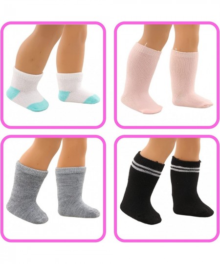 5 Pairs Socks for 18 Inch Girl Doll Include 2 Pairs Striped Socks and 2 Two-Tone Socks and 1 Pairs Solid Color Socks Have 9 C...