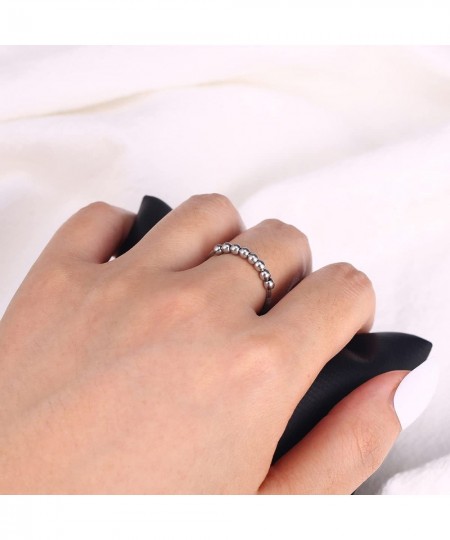 Fidget Ring Anti-Anxiety Rings Movable Spinning Beads Finger Rings Silver Stress Relief Spinner Ring For Women Girls Men $16....