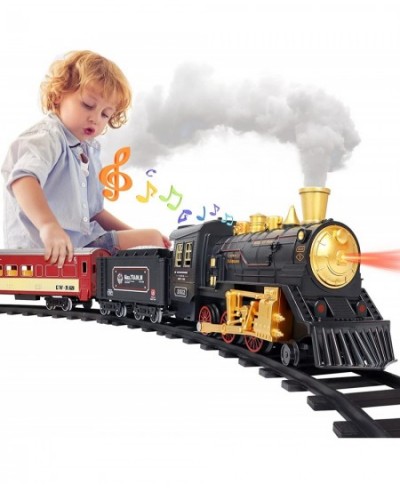 Train Set for Boys Girls - Electric Toy Train Including Passenger Coach with Lights Steam Locomotive with Realistic Sounds & ...