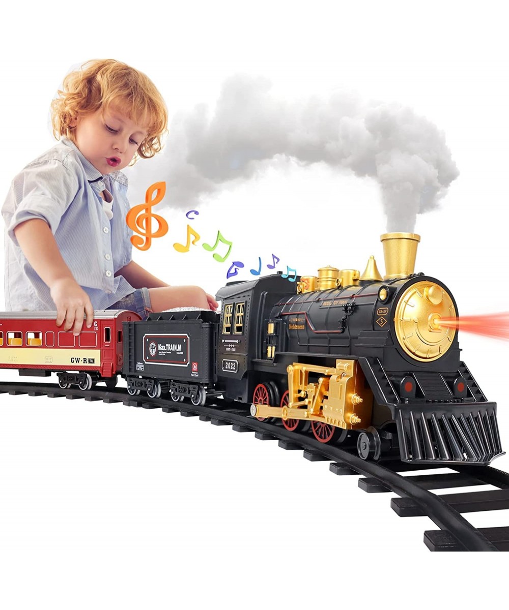 Train Set for Boys Girls - Electric Toy Train Including Passenger Coach with Lights Steam Locomotive with Realistic Sounds & ...