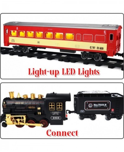 Train Set for Boys Girls - Electric Toy Train Including Passenger Coach with Lights Steam Locomotive with Realistic Sounds & ...