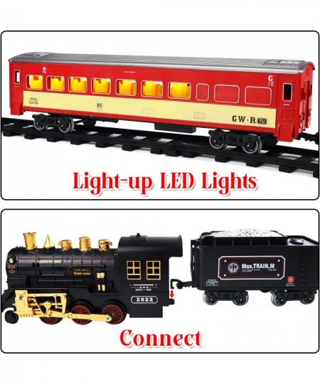 Train Set for Boys Girls - Electric Toy Train Including Passenger Coach with Lights Steam Locomotive with Realistic Sounds & ...