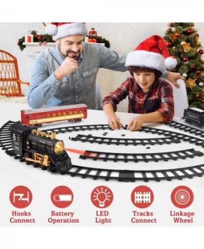 Train Set for Boys Girls - Electric Toy Train Including Passenger Coach with Lights Steam Locomotive with Realistic Sounds & ...