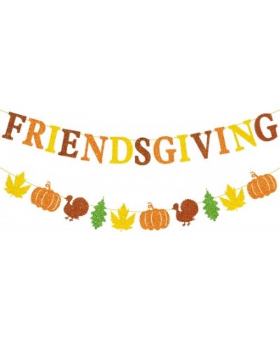 Glitter Friendsgiving Banner and Glitter Maple Leaves Pumpkin Turkey Banner Thanksgiving Fall Garland Banner Friendsgiving Pa...