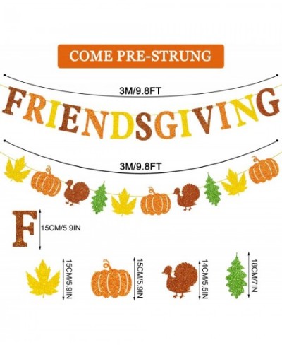 Glitter Friendsgiving Banner and Glitter Maple Leaves Pumpkin Turkey Banner Thanksgiving Fall Garland Banner Friendsgiving Pa...