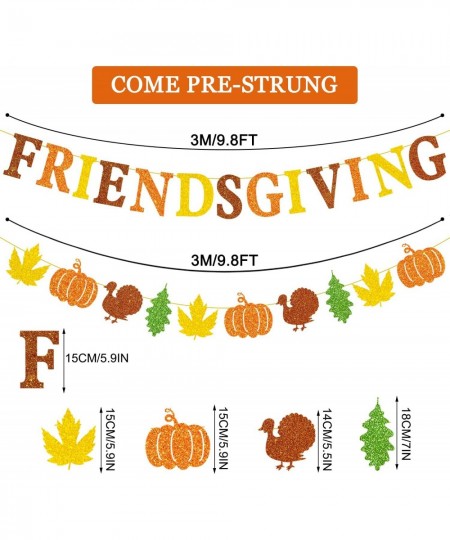 Glitter Friendsgiving Banner and Glitter Maple Leaves Pumpkin Turkey Banner Thanksgiving Fall Garland Banner Friendsgiving Pa...