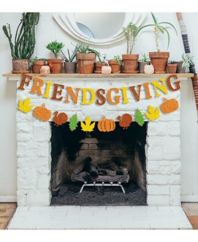 Glitter Friendsgiving Banner and Glitter Maple Leaves Pumpkin Turkey Banner Thanksgiving Fall Garland Banner Friendsgiving Pa...