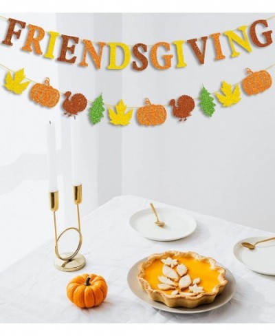 Glitter Friendsgiving Banner and Glitter Maple Leaves Pumpkin Turkey Banner Thanksgiving Fall Garland Banner Friendsgiving Pa...