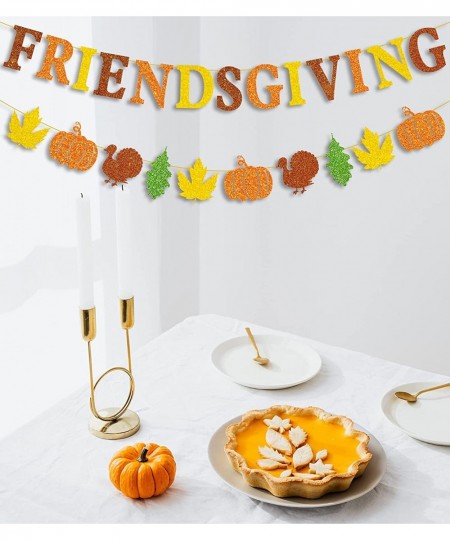 Glitter Friendsgiving Banner and Glitter Maple Leaves Pumpkin Turkey Banner Thanksgiving Fall Garland Banner Friendsgiving Pa...