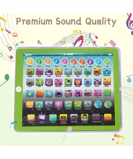 Learning Tablet Toy Baby Tablet Preschool Child Early Educational Touch Pad for Fun Learn Number ABCs Spelling Animal Blue-00...