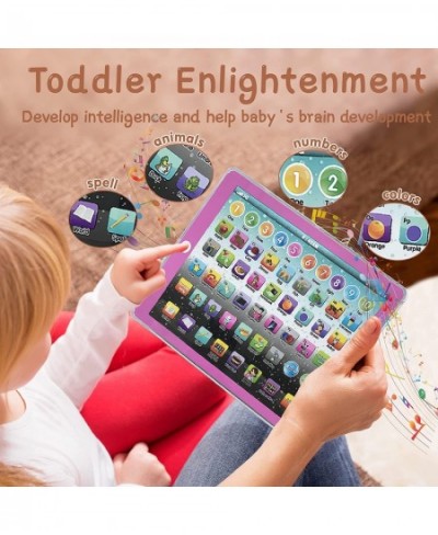 Learning Tablet Toy Baby Tablet Preschool Child Early Educational Touch Pad for Fun Learn Number ABCs Spelling Animal Blue-00...