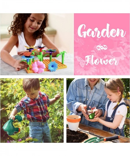 Kids Toddler Flower Gardening Building Tool Set Kids Wheelbarrow Watering Can Pretend Educational Play Stem Toys Outdoor Indo...