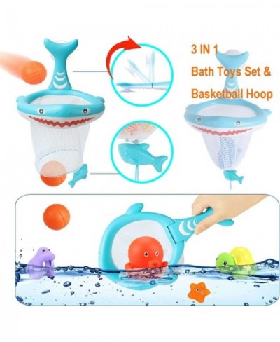 Bath Toys Set for Toddlers 3 4 5 6 Years with Bath Toy Storage Pool Toys for Toddlers Water Toys Shark Toys Basketball Hoop T...