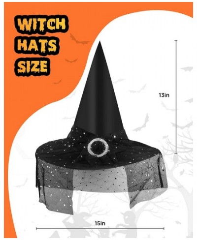 3Pcs Black Witch Hats for Woman - Halloween Black Witches Hat with veil for Kids Halloween Costume Accessory for Halloween Pa...