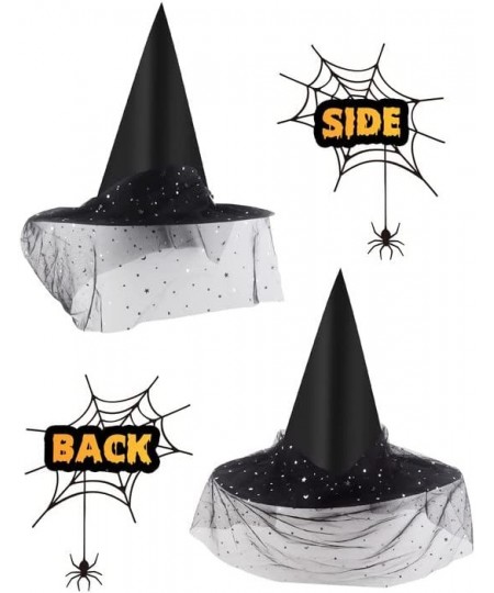 3Pcs Black Witch Hats for Woman - Halloween Black Witches Hat with veil for Kids Halloween Costume Accessory for Halloween Pa...