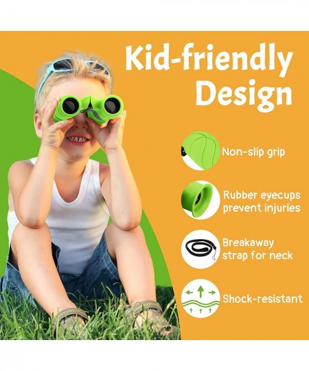 Real Binoculars for Kids 8x21 Shockproof Compact Kids Binoculars with 7 in 1 Multi Tool Magnifying Glass & Compass for Bird W...