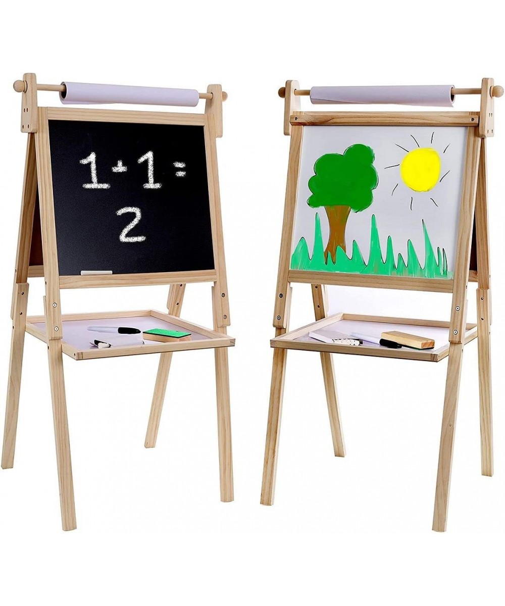 Deluxe Standing Art Easel for Kids - Toddler Drawing Chalkboard Magnetic Whiteboard Dry Erase Board Paper Roll and Accessorie...