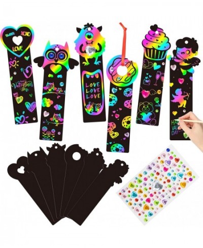 60Pcs Magic Scratch Rainbow Bookmarks Making Kit for Kids Birthday Party Game DIY Scratch Color Bookmark with Sticker and Woo...