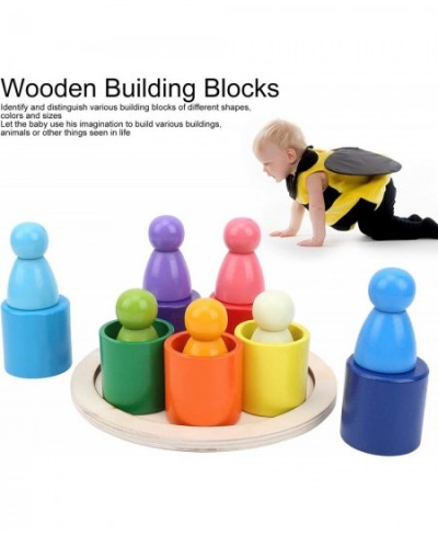 Building Block Set Wooden Sorting Stacking Balancing Stone Rocks Colored Wooden Stones Building Block Toys Sorting and Stacki...