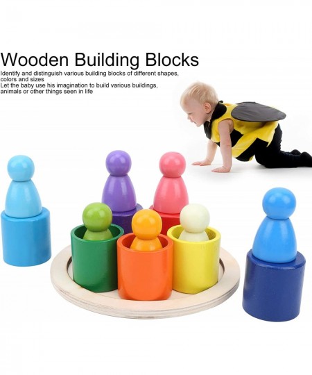 Building Block Set Wooden Sorting Stacking Balancing Stone Rocks Colored Wooden Stones Building Block Toys Sorting and Stacki...