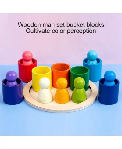 Building Block Set Wooden Sorting Stacking Balancing Stone Rocks Colored Wooden Stones Building Block Toys Sorting and Stacki...