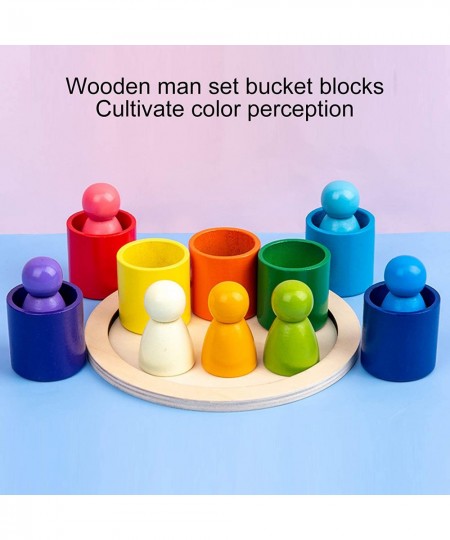 Building Block Set Wooden Sorting Stacking Balancing Stone Rocks Colored Wooden Stones Building Block Toys Sorting and Stacki...