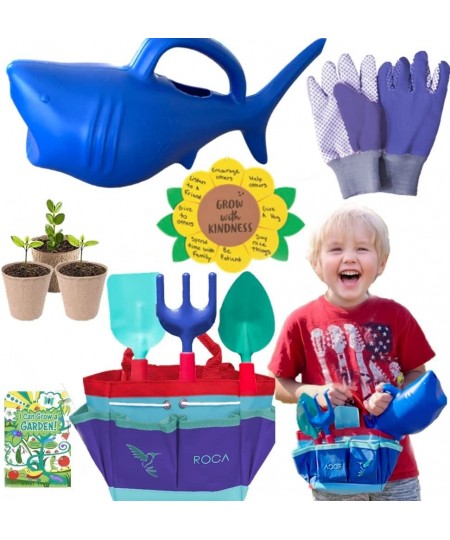 Kids Gardening Set - Outdoor Toys with STEM Learning Guide - Includes Tote Bag Spade Shark Watering Can Rake Fork Trowel. $42...