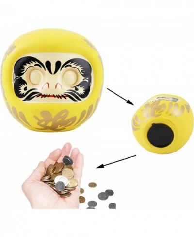 Yellow だるま（達磨） Daruma Doll Saving Box Coin Bank Money Saving Bank Toy Bank Fortune Doll Make Wish Doll Coin Bank Home Decorat...