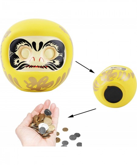 Yellow だるま（達磨） Daruma Doll Saving Box Coin Bank Money Saving Bank Toy Bank Fortune Doll Make Wish Doll Coin Bank Home Decorat...