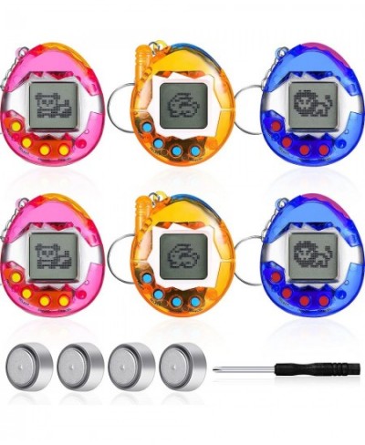 6 Pieces Virtual Pets Keychain Nostalgic Virtual Electronic Digital Pets Keychain Game Keyring Retro Handheld Game Machine El...