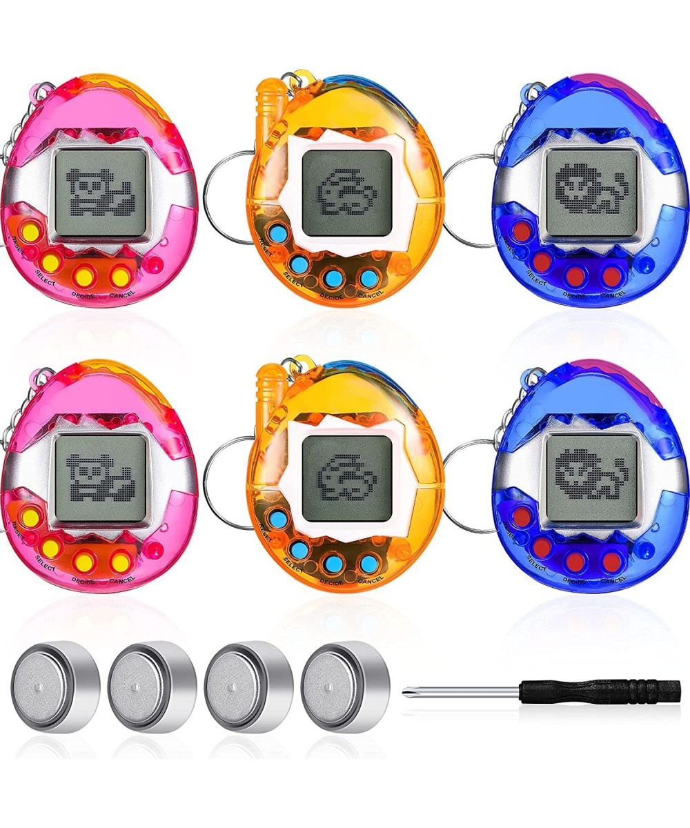 6 Pieces Virtual Pets Keychain Nostalgic Virtual Electronic Digital Pets Keychain Game Keyring Retro Handheld Game Machine El...