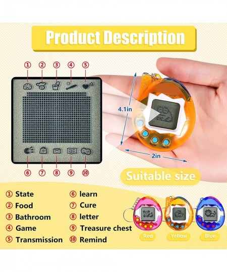 6 Pieces Virtual Pets Keychain Nostalgic Virtual Electronic Digital Pets Keychain Game Keyring Retro Handheld Game Machine El...