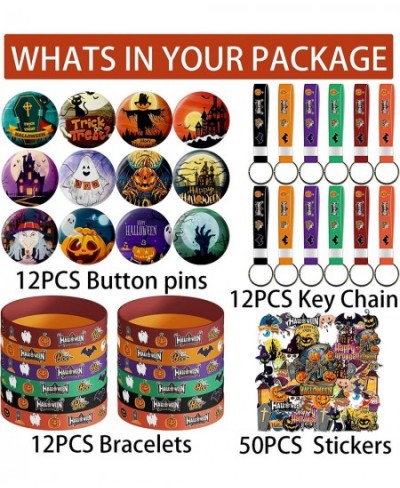 Halloween Party Supplies 86 Pack Halloween Set Party Favors - 12 Pack Bracelet 12 Pack Keychain 12 Pack Button Pins Set of 40...