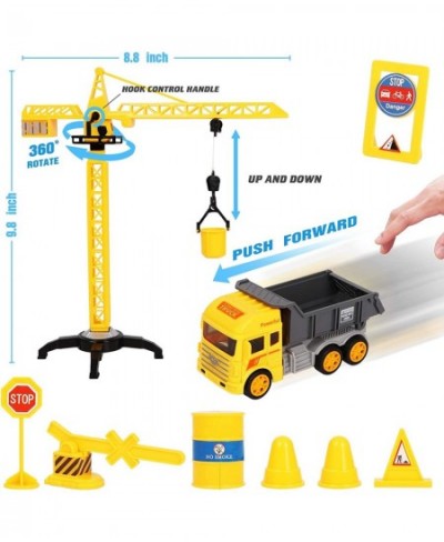 Toy Trucks with Play Mat for Boys Construction Vehicle and Mini Animal Cars with Road Signs Crane Playmat and Storage Box for...