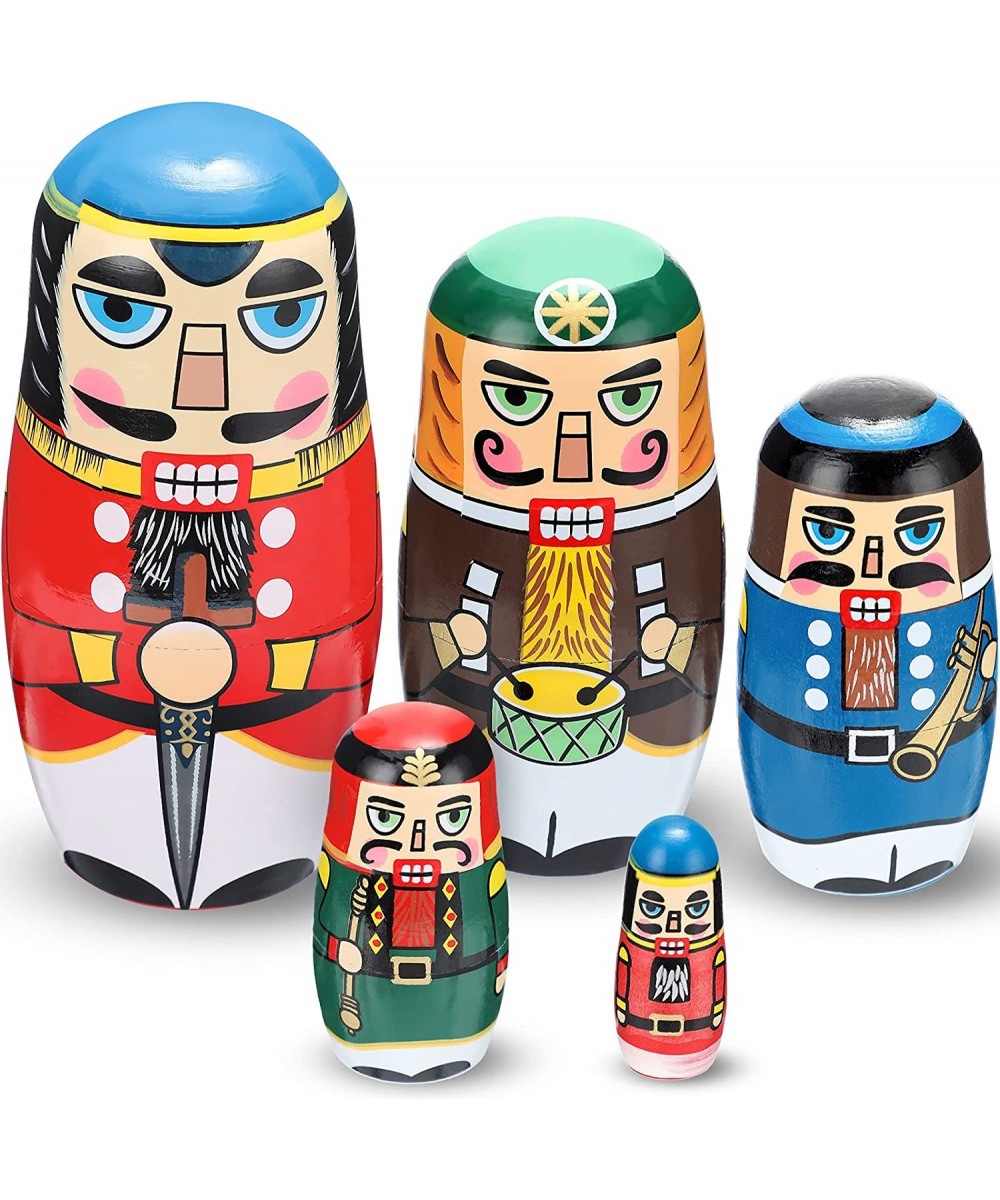 Christmas Nesting Dolls Russian Matryoshka Dolls Wooden Handmade Nutcracker on Nesting Dolls Wooden Collectible Dolls Toy Set...