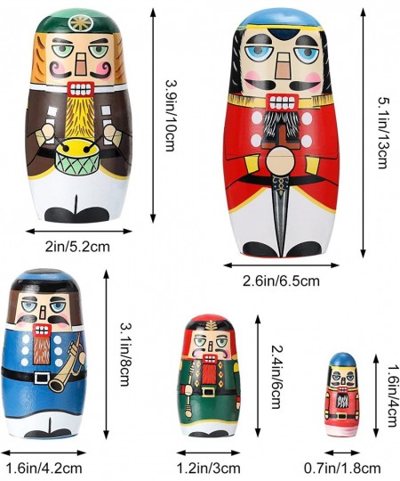 Christmas Nesting Dolls Russian Matryoshka Dolls Wooden Handmade Nutcracker on Nesting Dolls Wooden Collectible Dolls Toy Set...