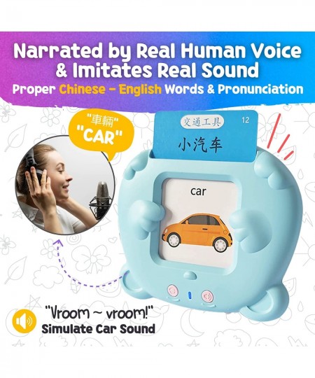 Chinese English Talking Flash Cards with 255 Flashcards 510 Words| Bilingual Interactive Learning Flashcard Toys Gifts to Lea...