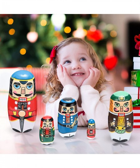 Christmas Nesting Dolls Russian Matryoshka Dolls Wooden Handmade Nutcracker on Nesting Dolls Wooden Collectible Dolls Toy Set...