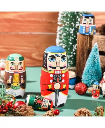 Christmas Nesting Dolls Russian Matryoshka Dolls Wooden Handmade Nutcracker on Nesting Dolls Wooden Collectible Dolls Toy Set...