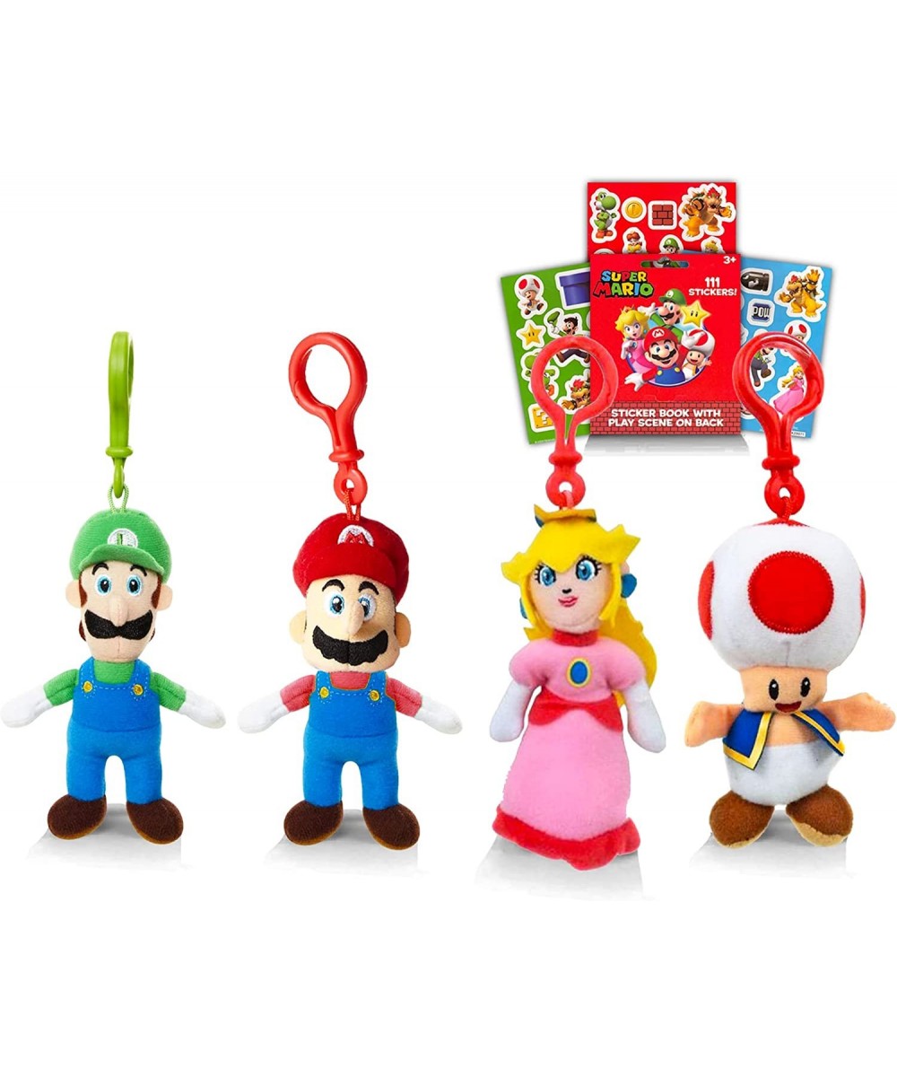 Nintendo Mario and Friends Plush Keychain Set - Bundle with Mario Luigi Princess Peach and Toad Plushie Figures Plus Mario St...