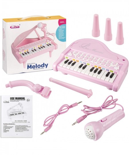 Baby Piano Keyboard Toy Pink 24 Keys Kids Piano Multifunction Electronic Musical Instruments with Microphone for Girls Birthd...