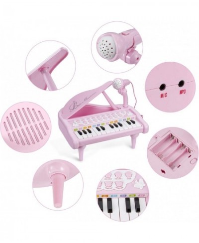 Baby Piano Keyboard Toy Pink 24 Keys Kids Piano Multifunction Electronic Musical Instruments with Microphone for Girls Birthd...