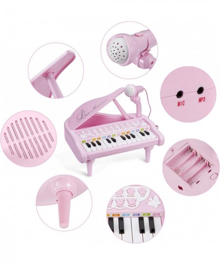 Baby Piano Keyboard Toy Pink 24 Keys Kids Piano Multifunction Electronic Musical Instruments with Microphone for Girls Birthd...