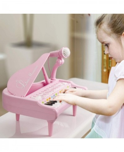 Baby Piano Keyboard Toy Pink 24 Keys Kids Piano Multifunction Electronic Musical Instruments with Microphone for Girls Birthd...