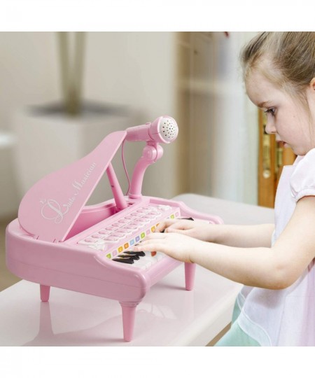 Baby Piano Keyboard Toy Pink 24 Keys Kids Piano Multifunction Electronic Musical Instruments with Microphone for Girls Birthd...