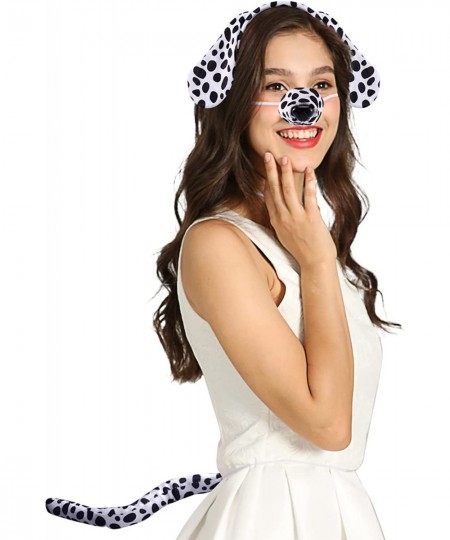 Dalmatian Costume Set with Dog Ear Headbands Dalmatian Nose Bow Tie Tail for Christmas Halloween New Year Cosplay Costume or ...