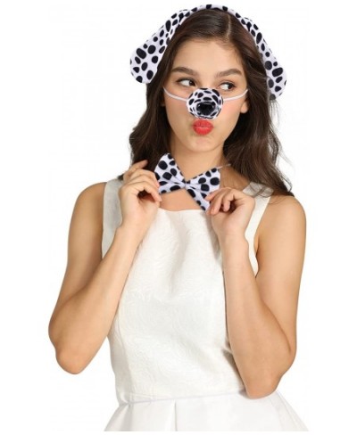 Dalmatian Costume Set with Dog Ear Headbands Dalmatian Nose Bow Tie Tail for Christmas Halloween New Year Cosplay Costume or ...