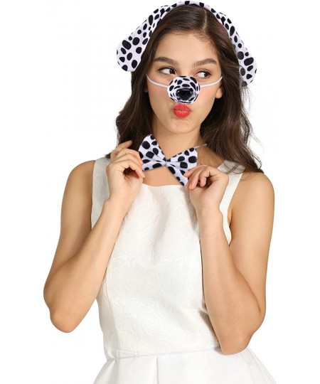 Dalmatian Costume Set with Dog Ear Headbands Dalmatian Nose Bow Tie Tail for Christmas Halloween New Year Cosplay Costume or ...