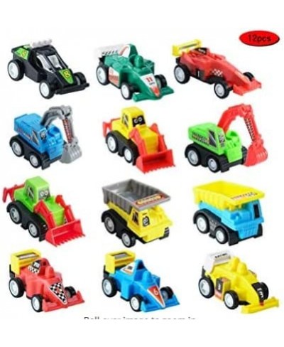 12PACK Filled Easter Eggs with Toy Cars 3.2 inch Bright Colorful Easter Eggs Prefilled with Pull Back Construction Vehicles a...